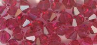 25 4mm Ruby Swarovski Bicone Beads
